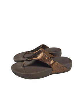 FitFlop Lulu Lustra Flip Flops, Bronze, Slip On, Comfort, Size 11